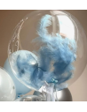 bubble mit federn blau