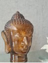 25 cm hoher Glas-Buddha-Kopf - braun buddha kopf