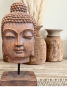 Buddha-Kopf aus Holz 30 cm hoch - buddha indoor
