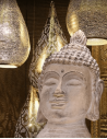 80 cm hoher cremefarbener Buddha Kopf für Dekoration