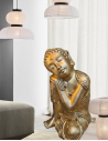 Buda a dormir em cerâmica dourada para interior e exterior - buddha brunnen