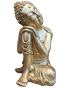 Buda a dormir em cerâmica dourada para interior e exterior - steinguss buddha